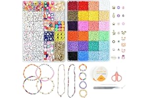 JOJANEAS 10800pcs 3mm Glass Seed Beads 24 Colors Small Beads Kit Bracelet Beads for DIY Bracelets Necklace Jewelry Making Supplies Top Best Christmas Birthday Gifts