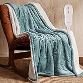 JET'S HOME Heated Blanket 50"x60" - ETL Certified Flannel Electric Blanket Machine Washable Heating Throw with 5 Heating Levels 3 Hours Auto-Off Warm Gift for Family (Blue)