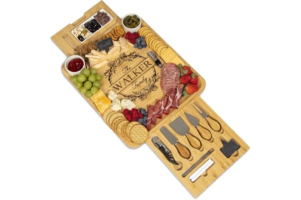 Personalized Charcuterie Board Gift Set, Bamboo Cheese Board with Ceramic Bowls, Wedding Gifts for Couples, Housewarming Gift