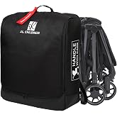 J.L. Childress Compact Stroller Travel Bag for Airplane - Padded, Black | Padded, backpack, AirTag compatible bag protects single, compact-fold baby strollers incl. UPPAbabyMINU, GBPockit, NunaTRVL