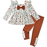 Coedody Toddler Girl Clothes 12M-6T Long Sleeves Ruffle Top+Ruffle Pants Toddler Girls Fall Winter Clothes