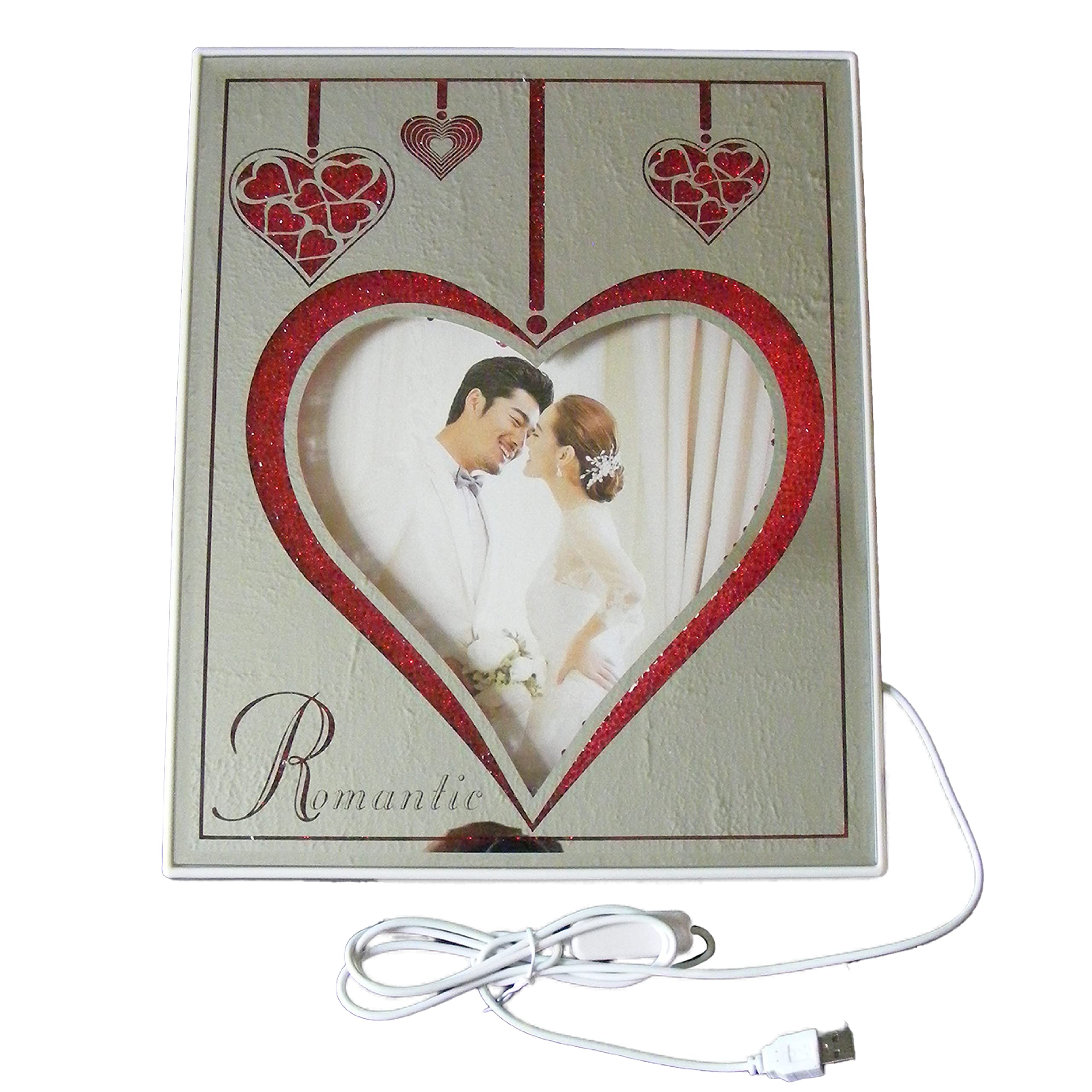 ShreeFit Photo Frame Led Light up Crushed Red Diamond Filled Picture Photograph Frame Gift for Any Occasion (Vertical)