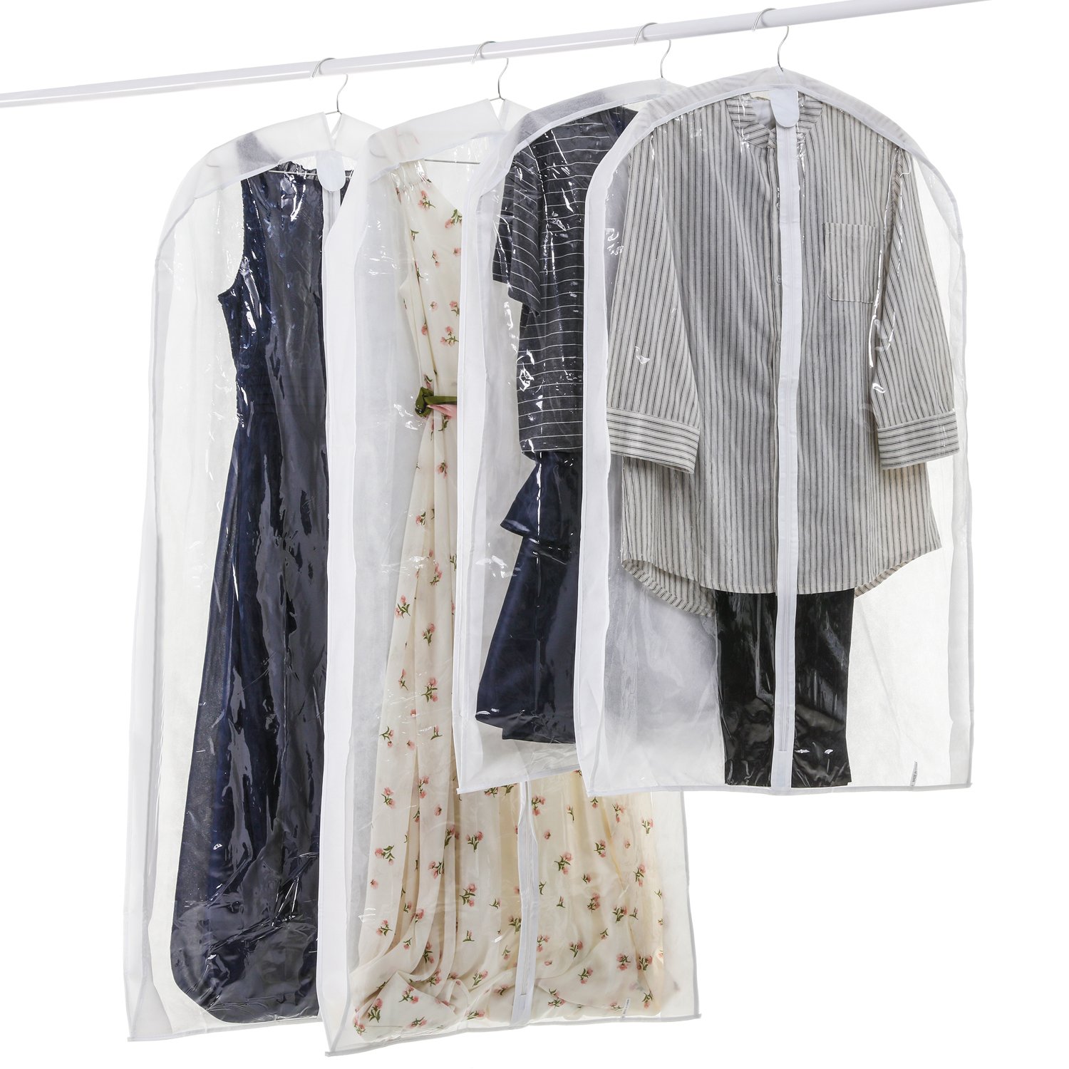 Magicfly Clear Garment Bag, Pack of 4 PEVA Suit Bags Full Zipper