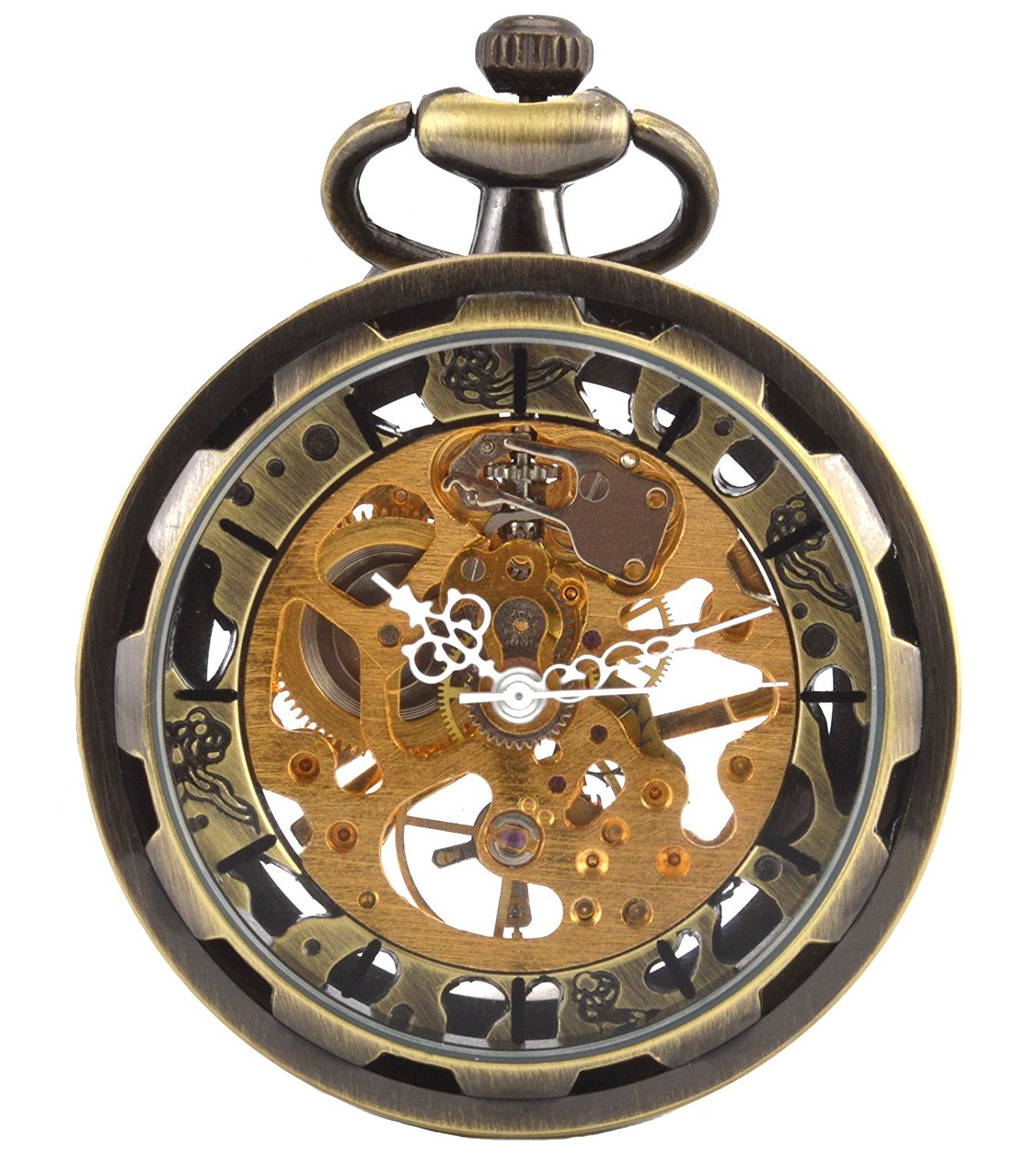 Vintage Steampunk Open face Skeleton Mechanical Pocket watch with Chain for Men 6341074003523 eBay