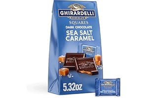 GHIRARDELLI Dark Chocolate Sea Salt Caramel SQUARES, 5.32 oz Bag Premium Individually Wrapped Chocolate Candy Rich Dark Chocolate with Caramel & Sea Salt Filling