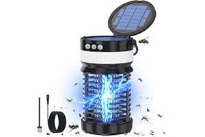 IOOO Solar Bug Zapper Outdoor,Cordless Rechargeable Mosquito Zapper, 4200V High Power,Waterproof,Electric Fly Zapper Zapper for Outdoor Home Garden Patio Backyard (1, Black)