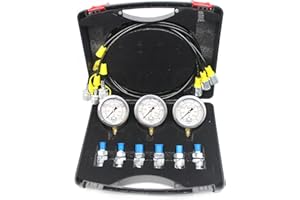 SINOCMP Hydraulic Pressure Test Coupling Kit with 3 Pressure Gauge, 3 Hoses and 6 Couplings, Hydraulic Gauge Set for Excavator Construction Machinery