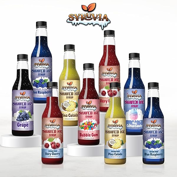 SYRUVIA SNOW CONE SYRUP 12.7OZ – STRAWBERRY SYRUP FOR SHAVED ICE, SNOW CONES, SLUSHIES, ITALIAN SODA, POPSICLES. KOSHER, DAIRY FREE