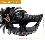 SIQUK Couple Masquerade Masks Black Plastic Venetian Rhinestone Party Halloween view 3