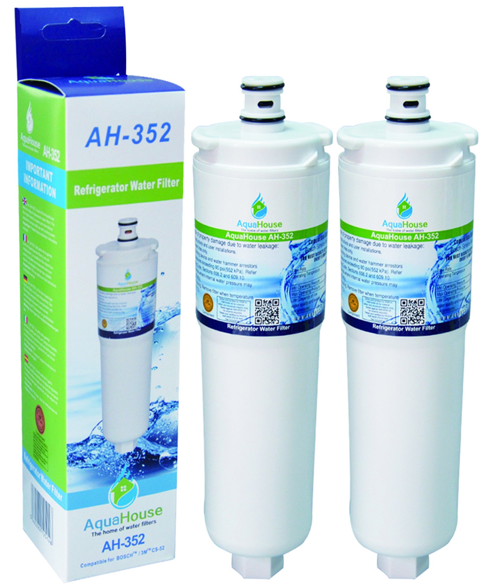 2X AH-352 Compatible for CS-52 Water Filter fits Bosch Neff Siemens Fridge Filter CS-452, CS-51, 640565, 5586605