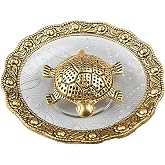 Wonder Care | Feng Shui Tortoise Statue Within Glass Plate Sculpted in Great Detail in Ivory Antique Finish - Idol for Car | Home Decor | Gift | (Turtle Plate 5")