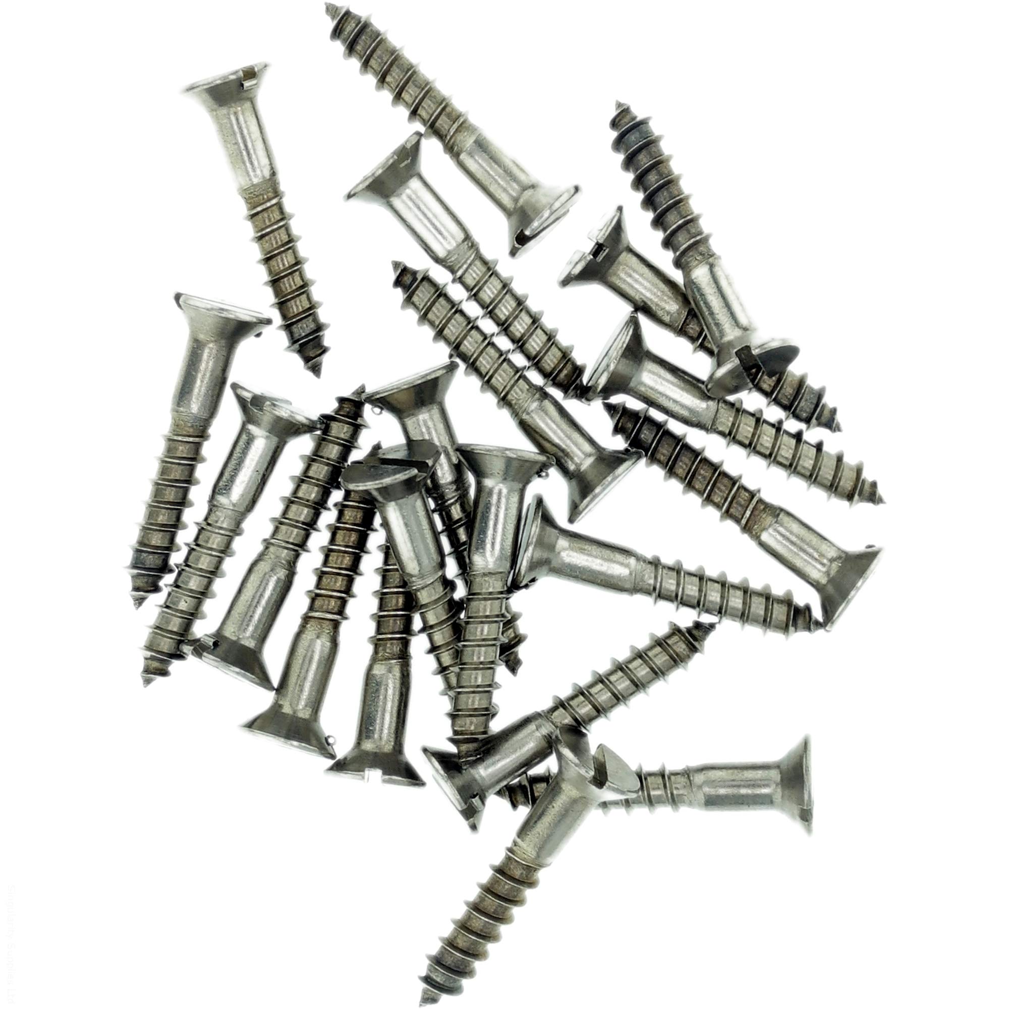 No.10 x 2.35 (5.0mm x 60mm) Slot Countersunk Wood Screw - Stainless Steel (A2) (Pack of 20)