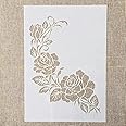 TIAMECH A4 Flower Bouquet Stencil for Painting on Wood Reusable Rose Layering Stencil DIY Scrapbook Coloring Decorative Size 8.3 x 11.7inch Templates