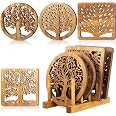 Beeveer Wooden Trivet Set – 5 Pieces, Square & Round, Light Wood, Heat Resistant - View #12