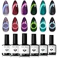 Modelones Cat Eye Gel Nail Polish, 6 Colors Glitter Red Green Purple Blue Gel Polish Set with Magnet Sparkle Galaxy Series Nail Gel Polish Kit Soak Off Led Nail Art Manicure Salon DIY Gifts