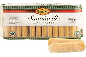 Bellino Savoiardi Lady Fingers Biscuits - Authentic Italian Cookies for Tiramisu Cake, Pastry & Bakery Desserts, Coffee Biscuits & Italian Snacks - Non-GMO - 7 Ounce