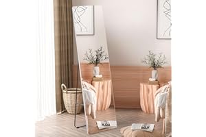 HOMCOM 63"x18" Full Length Mirror, Floor Standing, Wall-Mounted or Leaning Against Wall Tall Mirror w/Support Frame, Rectangu
