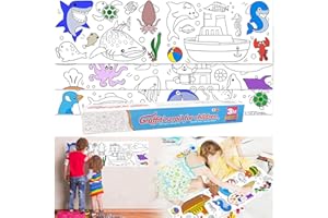BNQOE Children's Drawing Roll, 120 * 12 in Giant Coloring Poster, DIY Painting Drawing Paper Roll, Sticky Drawing Paper Roll, Early Educational Toys for Kids Home Classroom Party Suppiles(Ocean)