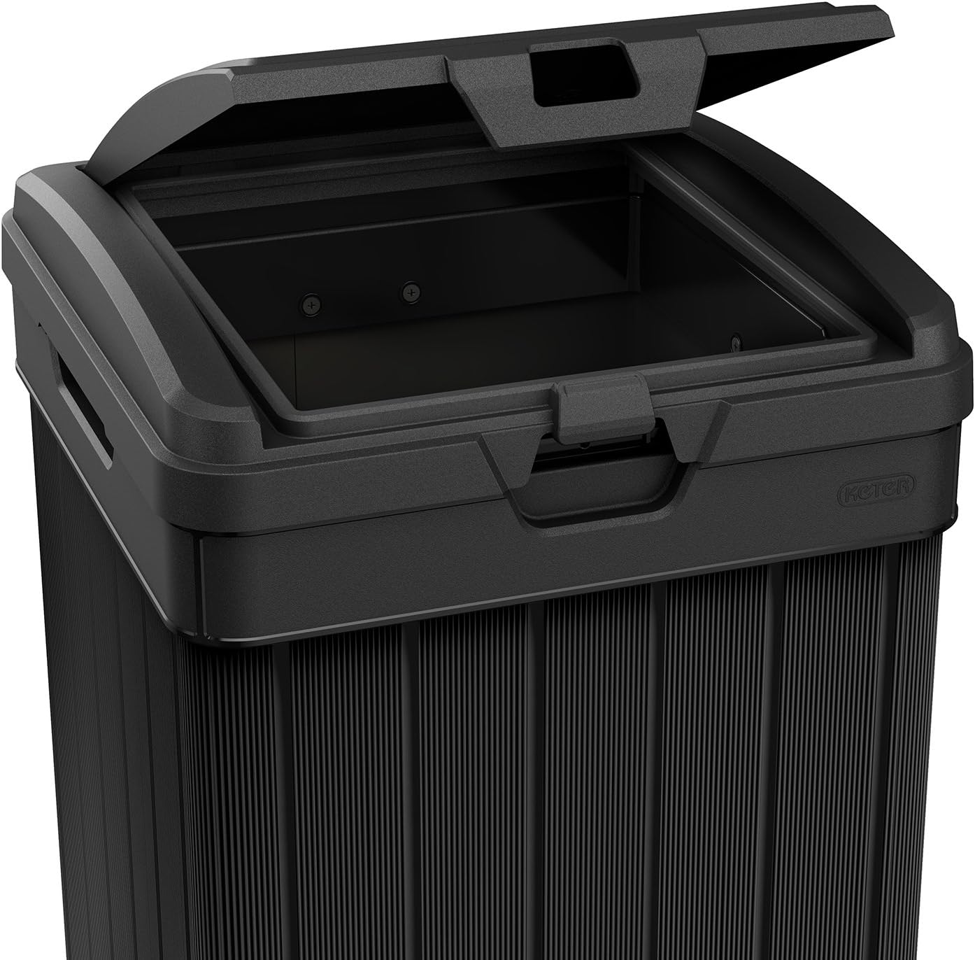 KETER Baltimore 38 Gallon Trash Can with Lid and Drip Tray for Easy Cleaning-Perfect for Patios, Kitchens, and Outdoor Entertaining, 38 Gallons, Black : Garden & Outdoor