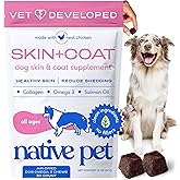 Native Pet Omega Skin and Coat Chews for Dogs - Dog Skin and Coat Supplement for Healthy, Shiny Fur, Reduce Shedding and Dry Spots - Made with Omega 3 Fish Oil and Wild-Caught Salmon Oil - 30 Chews