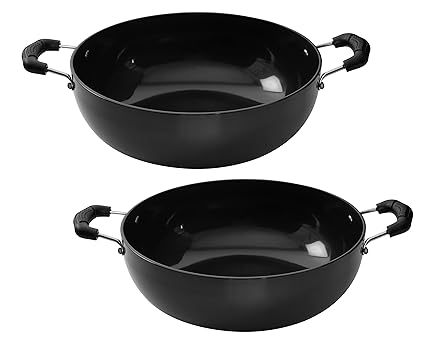 Nirlon Non-Stick Aluminium Cookware Set, 2-Pieces, Black (HA_KD25_KD20)