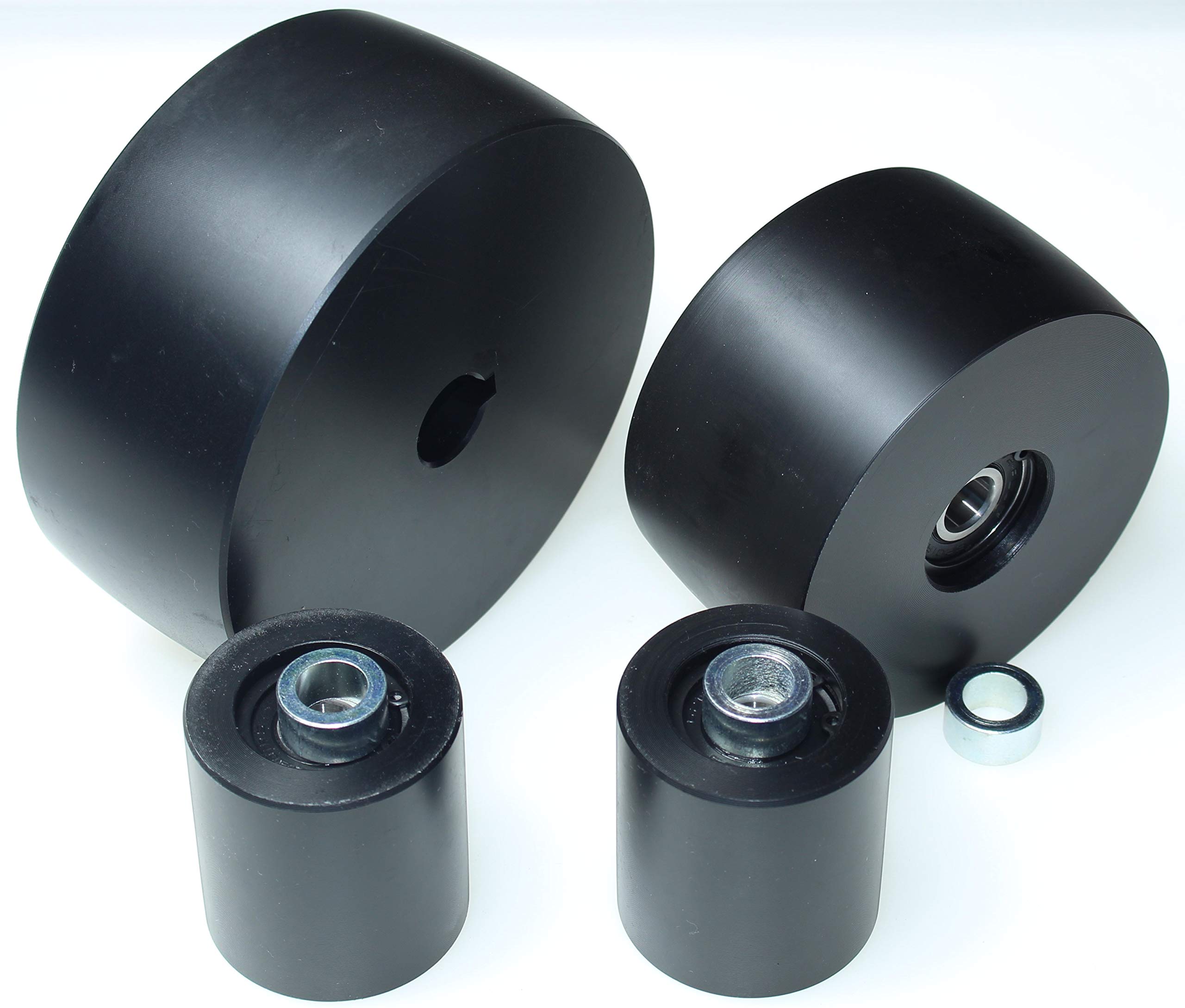 (NY5-19) Belt Grinder Wheel Set for Knife Grinders 5" Drive-19 mm Shaft 4" Track 2" Idler - CNC Machined