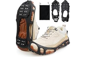 Ice Cleats for Shoes and Boots, Upgraded 24 Teeth Anti-Slip Crampons Ice Grippers for Boots Snow Traction Cleats for Women Me