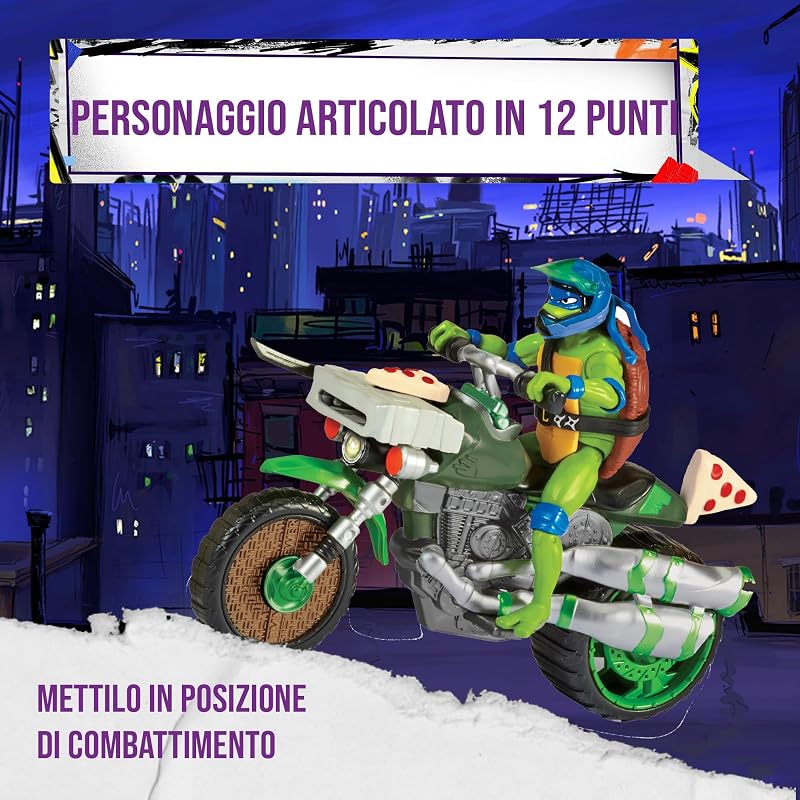 Giochi Preziosi, Tartarughe Ninja 2023 Caos Mutante, Moto con Funzione Combattimento E Personaggio Leonardo Incluso, Compatibile Con Tutti I Personaggi Base, Per Bambini a Partire DaI 4 Anni — foto 8 di 8