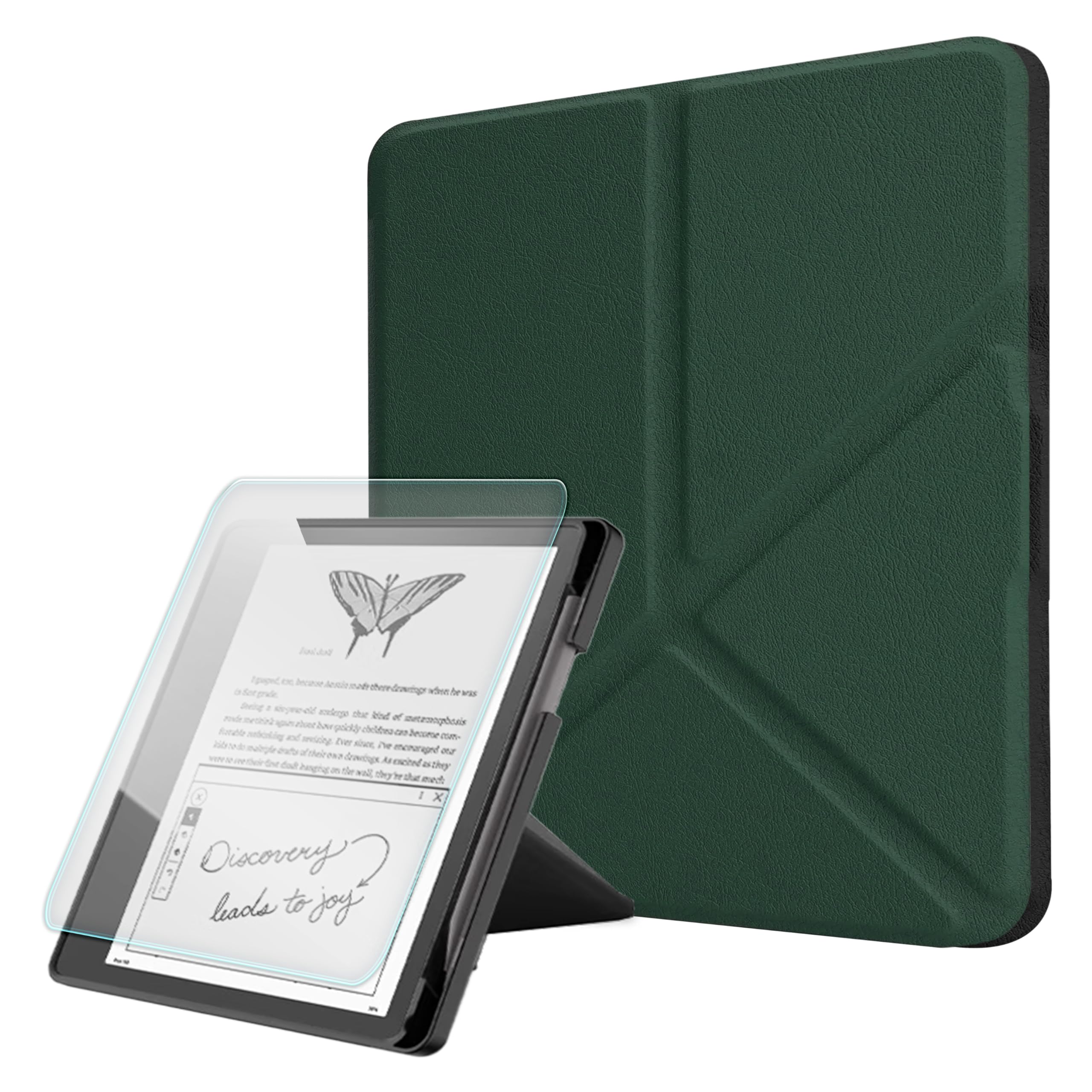 Photo 1 of Origami Case for Kindle Scribe with Pen Holder (2024/2022 Release), Includes a Screen Protector - Lightweight 10.2 Inch Cover Compatible with Kindle Scribe with Auto Wake/Sleep (Dark Green, 10.2 inch)