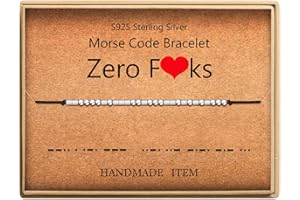 KGBNCIE Morse Code Bracelet for Women Sterling Silver Beads on Silk Cord Secret Message Fuck Friendship Inspirational Encouragement Bracelet Gift for Her
