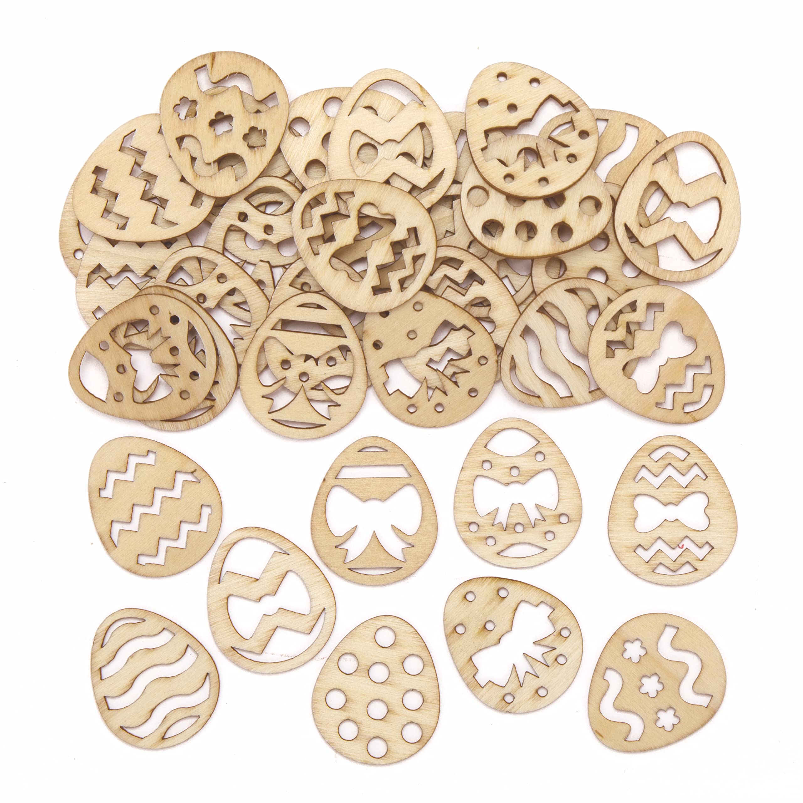 Baker Ross Easter Egg Mini Wooden Shapes - Pack of 72, Easter Crafts, Craft For Kids (AX917)