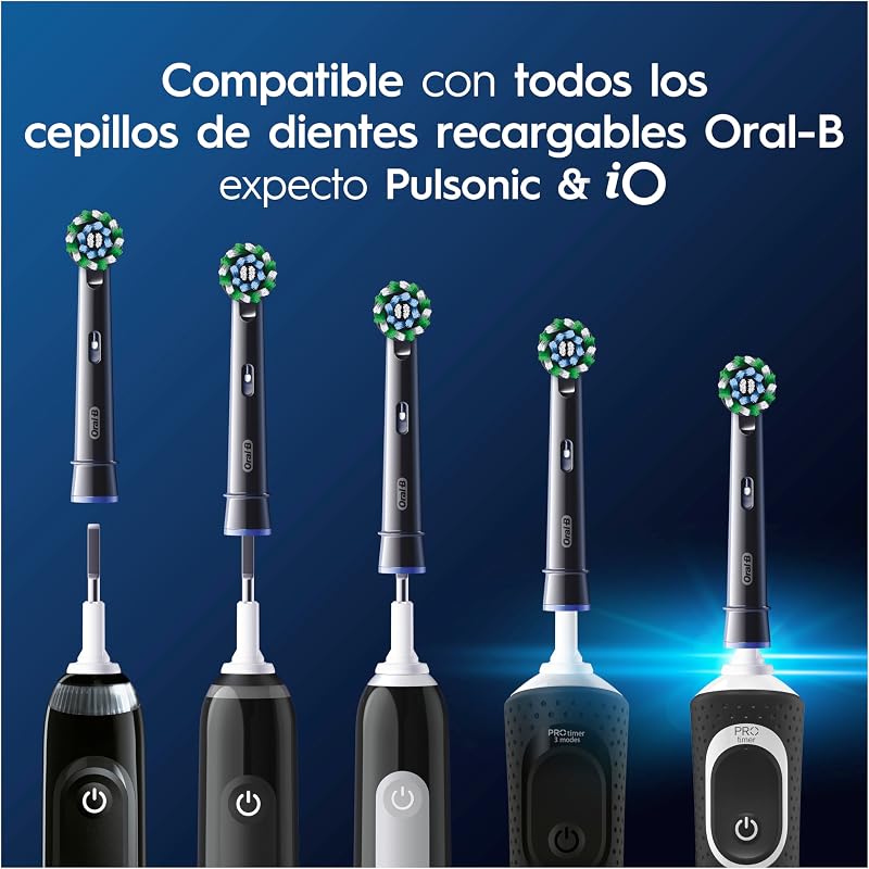 Cabeças de substituição Pro CrossAction ORIGINAL para escova de dentes elétrica Oral B Pro, pacote de 10 recargas pretas com indicador de uso e filamentos em X para limpeza profunda