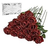 Brown Fake Roses Artificial Flowers - 16 Pcs Fake