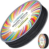 WANSPOORTS 1mm 165ft Rainbow Stretchy Bracelet String, Sturdy Gradient Color Elastic String Elastic Bead Cord for Jewelry Making, Necklaces, Beading and Crafts (Black(50M/165ft))