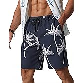 COOFANDY Men's Hawaiian Beach Shorts Elastic Waist Drawstring Lightweight Summer Casual Shorts with Pocket