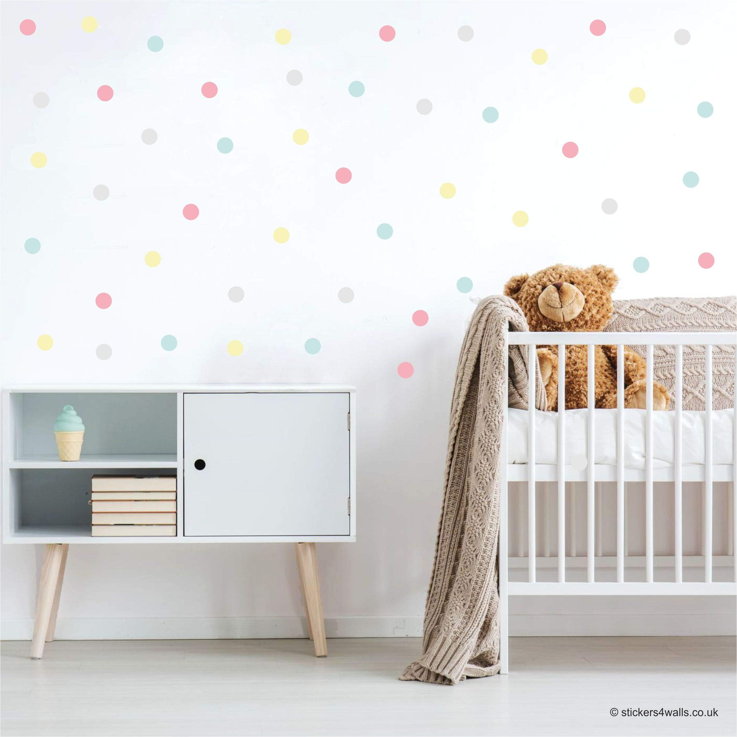 Polka Dot Wall Stickers (50 x 35cm Sheet, Pastels)