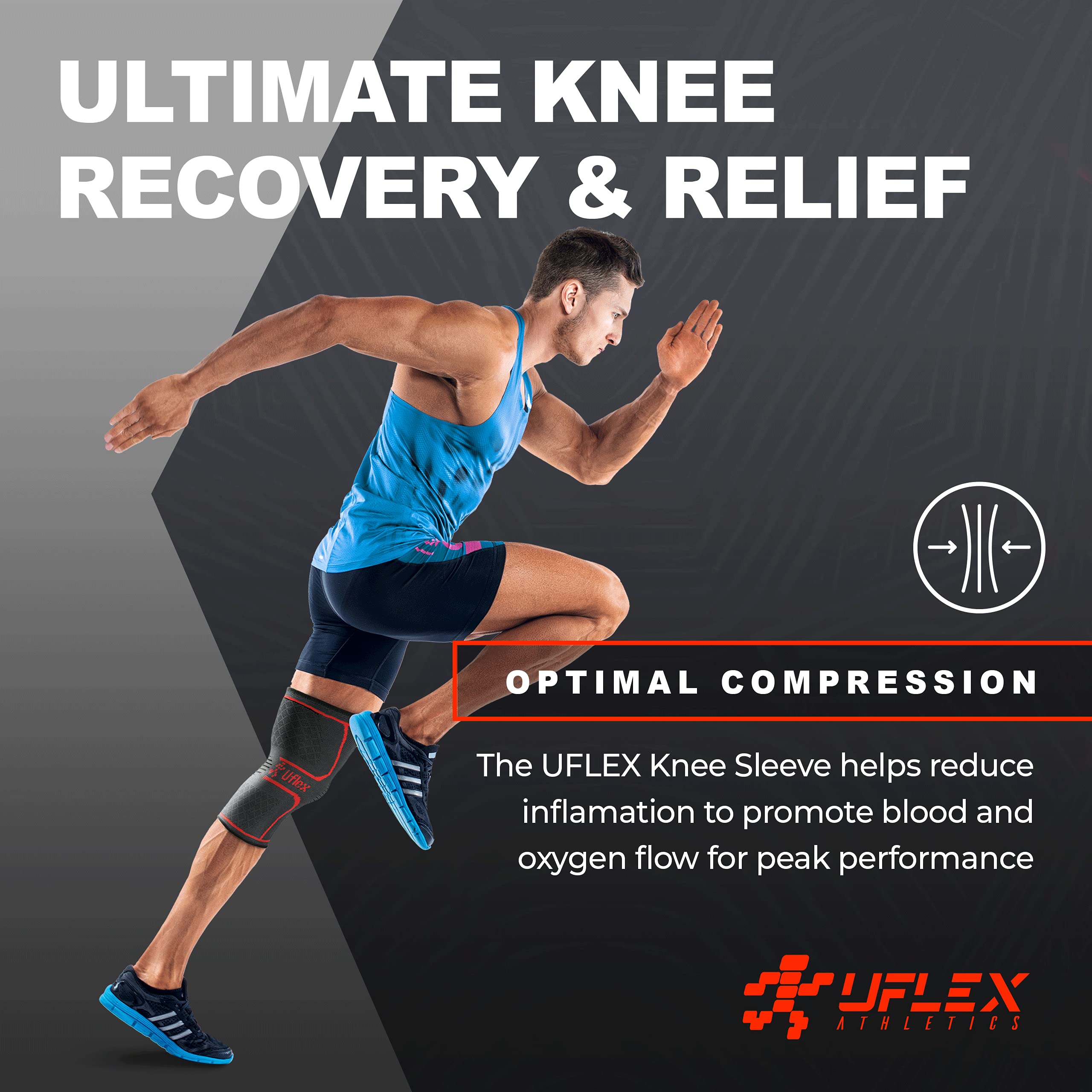 UFlex Athletics Knee Compression Sleeve Support For Women And Men
