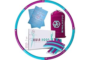RIVALHIPPO Detachable and Adjustable Weighted Hula Hoop for Adult with 8 Push-to-Connect Sections and Soft Thick Foam Padding for Weight Loss Exercise with Matching Carrying Bag (Up to 3.04 Pounds, 36 Inches)