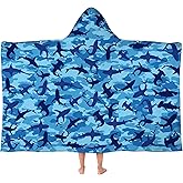 gdhiybf Shark Hooded Towels for Kids 30" x 50" Soft Absorbent Toddler Beach Towel for Swim Pool Wearable Bath Poncho Wrap for Boys Toddlers Children 3-12 Years