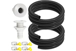 GOPAYIA 1-1/8 Inch Bilge Pump Hose 6FT Bilge Plumbing Kit Hose Clamps Through Hull Fitting with Check Valve for Boat Marine Set of 2, Black