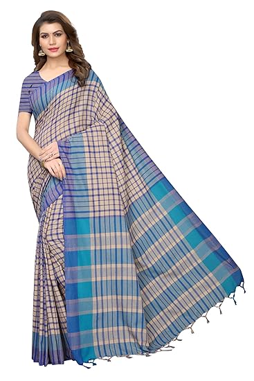 Winza Designer Womens Art Silk Saree With Blouse (TERRA CHECKS)