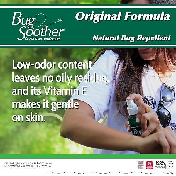 BUG SOOTHER SPRAY 8 OZ – NATURAL INSECT, GNAT AND MOSQUITO REPELLENT & DETERRENT – SAFE BUG SPRAY FOR ADULTS, KIDS, PETS, & ENVIRONMENT – MADE IN USA