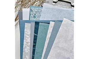 ARTSMONA 13 Sheets Textured Scrapbook Paper Assorted Set - Mixed Special Craft Paper for Scrapbooking Junk Journaling Supplies Bullet Journal Planner Collage Card Embellishments 5.8x8.3 Inch A5 (Blue Hues)