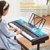 MUSTAR 61 Key Light-Up Keyboard Piano with Stand Stool Microphone Kit view 6