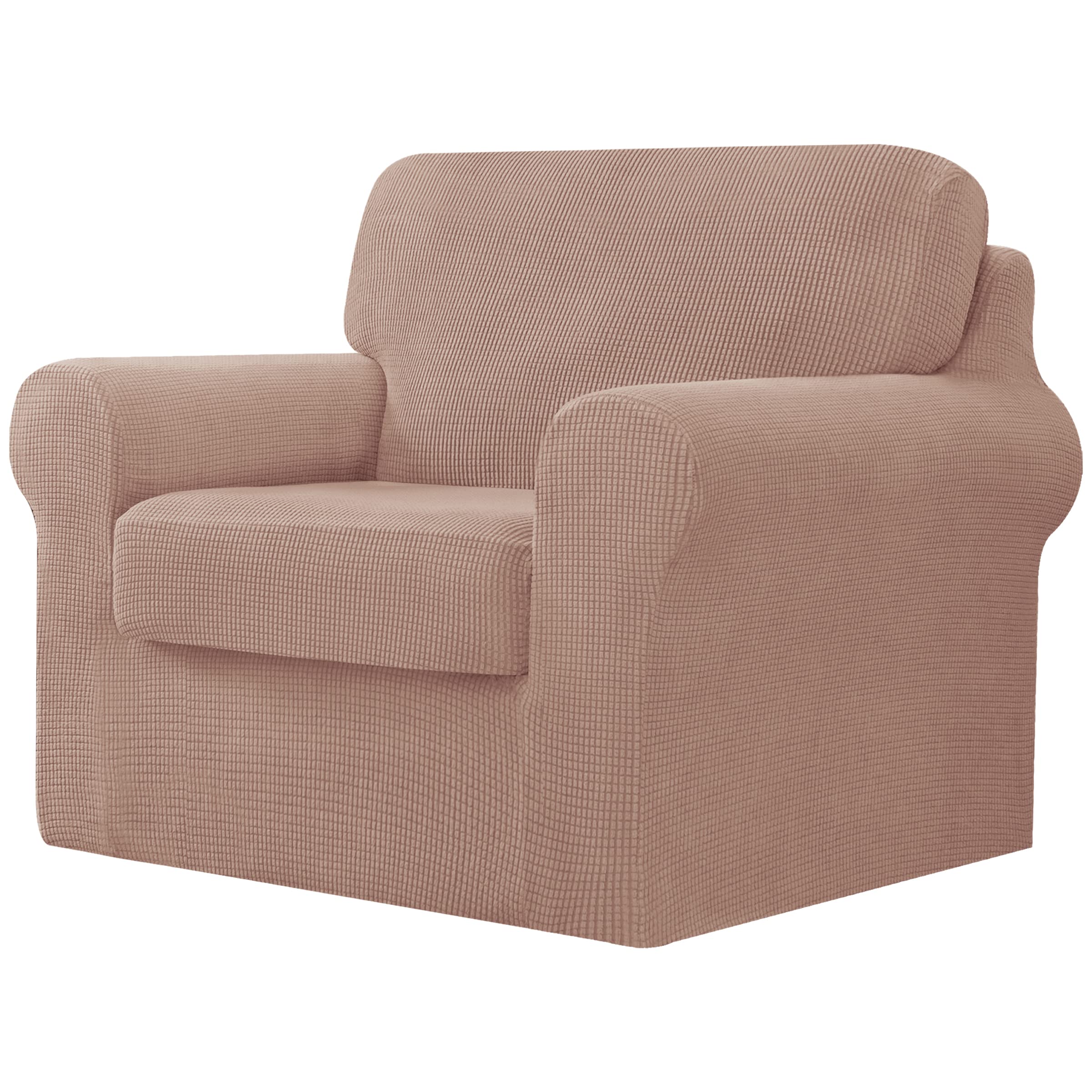 CHUN YI 3 Pieces Stretch Sofa Cover 1 Seater with One Separate Cushions and Backrests Stylish Jacquard Spandex Fabric Sofa Slipcover for Living Room Furniture Protector(1 Seater，Camel
