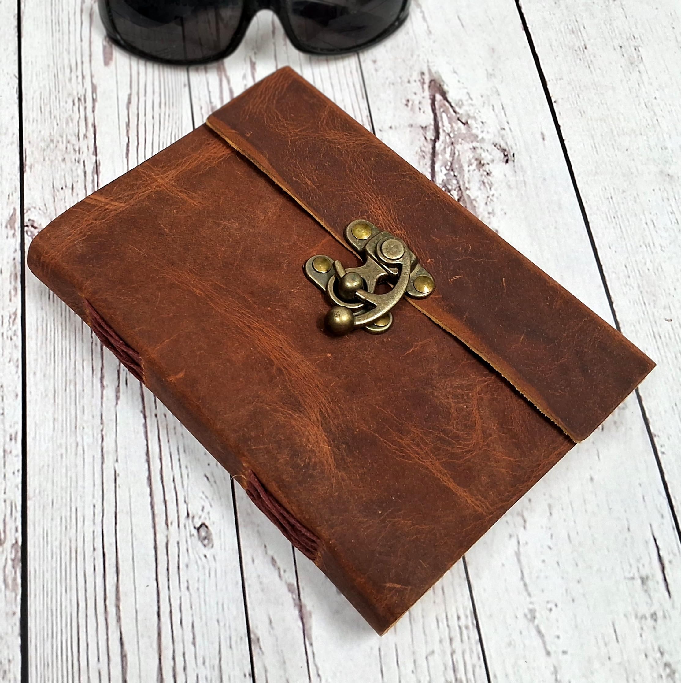Purpledip Leather Diary 'Lock Your Secrets': Handmade Paper Journal for Corporate Gift or Personal Memoir (11686)