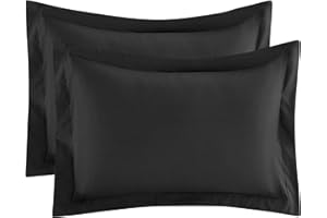 VANTA REPUBLIC Sham Pillows Set of 2, 20 X 40, Hypoallergenic Pillow Cover, High Thread Count, Double Brushed Microfiber, 2200 Series, 90 GSM, Hotel Collection, King Size Pillow Shams Set of 2 (Black, King)