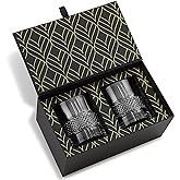 Crystal Whiskey Glasses - Set of 2 Reserve Glass Tumblers (10oz) for Whisky, Scotch & Bourbon - Rocks Glasses for Old Fashioned Cocktails & Drinks - Elegant Gold Foil Gift Box