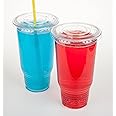Golden Apple Cup series, 40oz Clear Plastic cups with Flat lids X hole 25sets, BPA Free