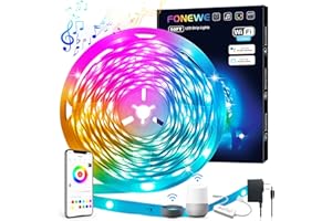 FONEWE Smart WiFi LED Lights for Bedroom 50FT Music Sync LED Lights Work with Alexa and Google Assistant RGB Color Changing LED Strip Lights Led Light Strip with APP Control